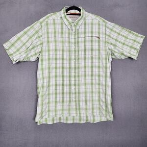 Simms Shirt Mens 2XL Green Plaid Short Sleeve Button Core3 Fishing Outdoor